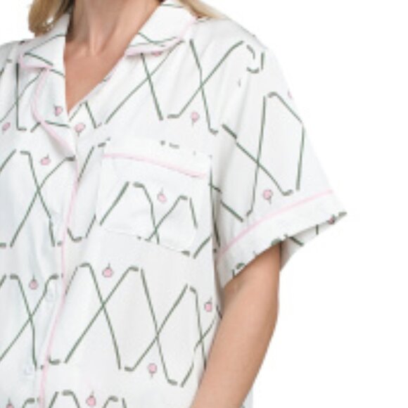 KATIE KIME Green 2pc Birdie Pajama Top And Pants Set - Picture 3 of 3